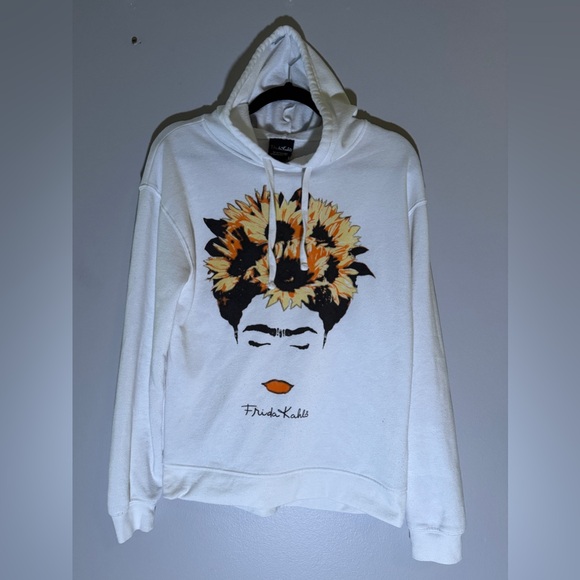 White Graphic Hoodie with Frida Kahls - Picture 7 of 11